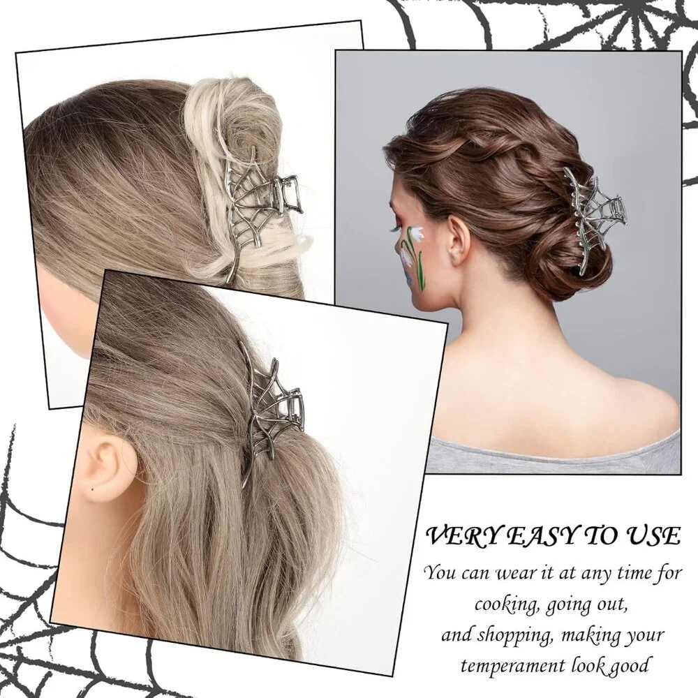 Metal spider web hair claw clip